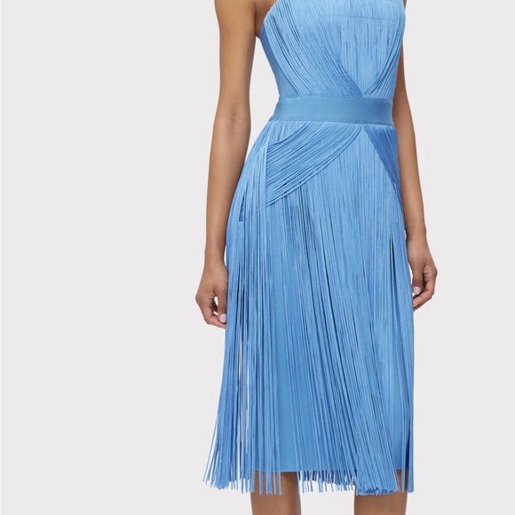 herve leger blue fringe dress HERVE LEGER Size M Dress